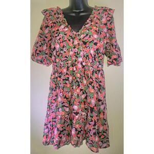 Banjanan Vibrant Mini  Romantic Bohemian  Inspired Aesthetic Ruffle Neck XL   C2